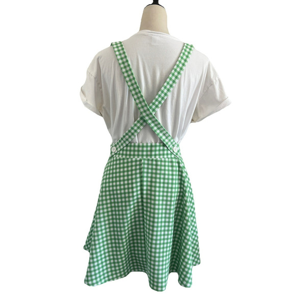 Midnight Hour HT Suspender Skirt Womens 2X Green White Gingham Skater Pin-Up - Picture 3 of 10